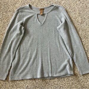 Wrangler Light Gray Waffle Knit Long Sleeve Top